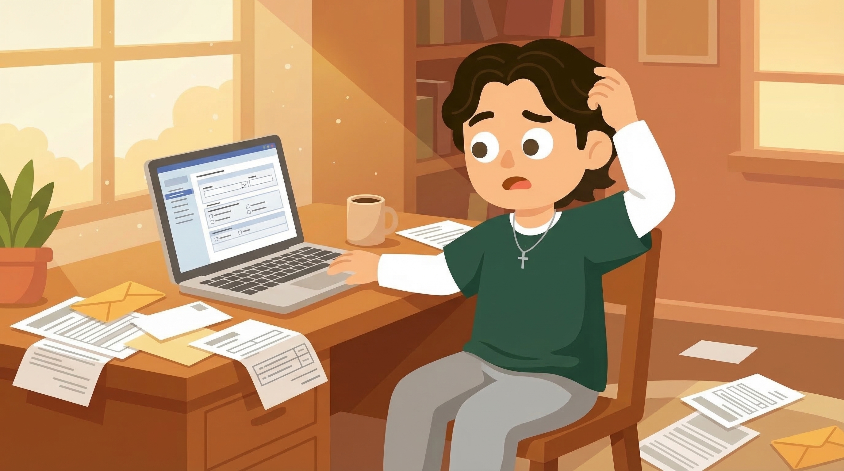 Student confused by FAFSA on laptop