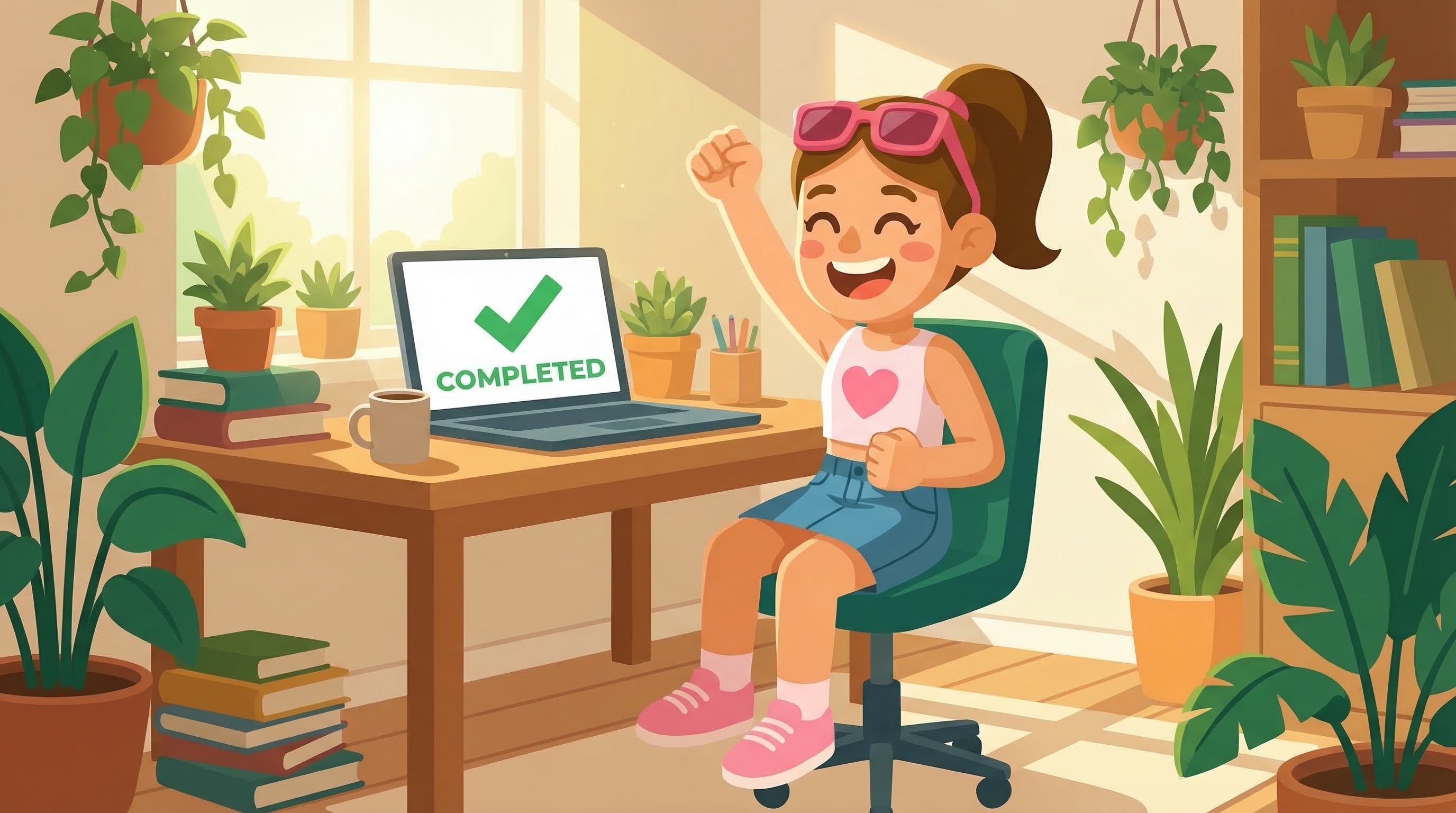 Student celebrating finishing FAFSA