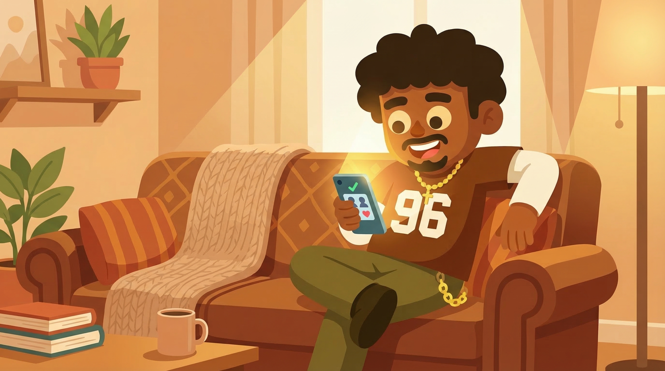 Student on couch finding their college match on FindU
