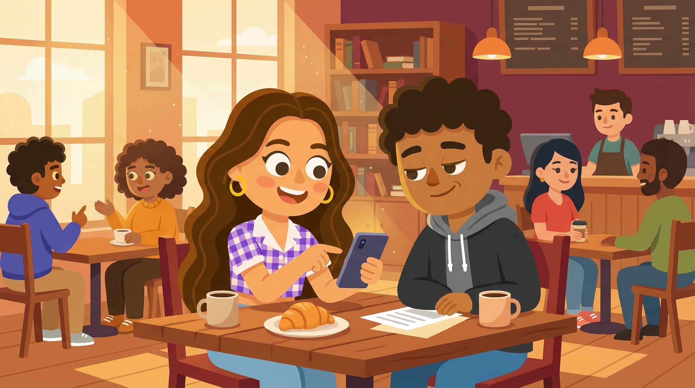 Two students discovering scholarship opportunities together